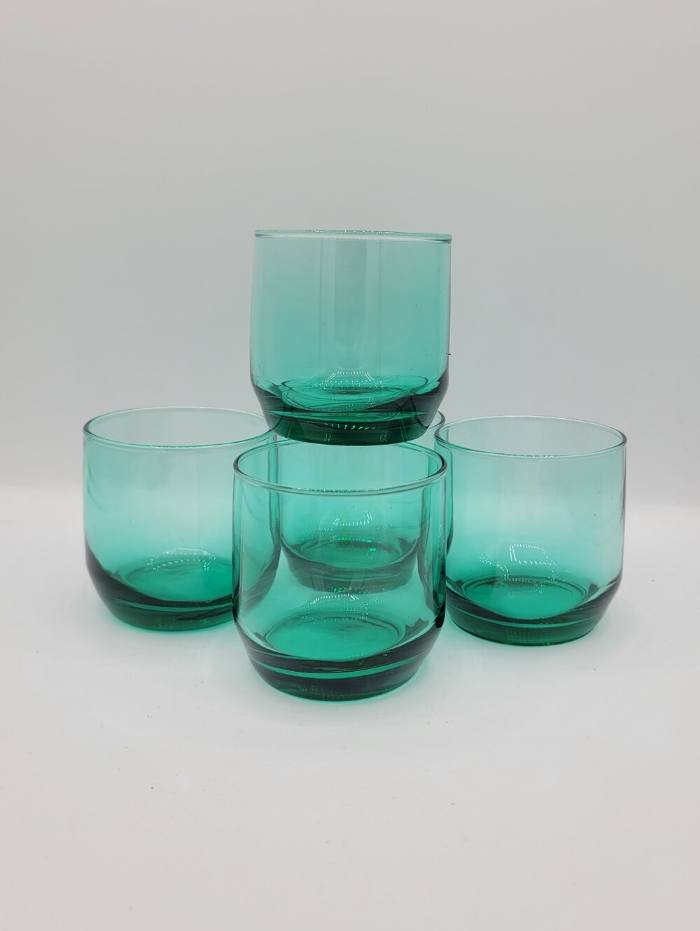Anchor Hocking Newport Green Rocks Glasses 9 Oz Set of 5 Vintage Tumblers USA